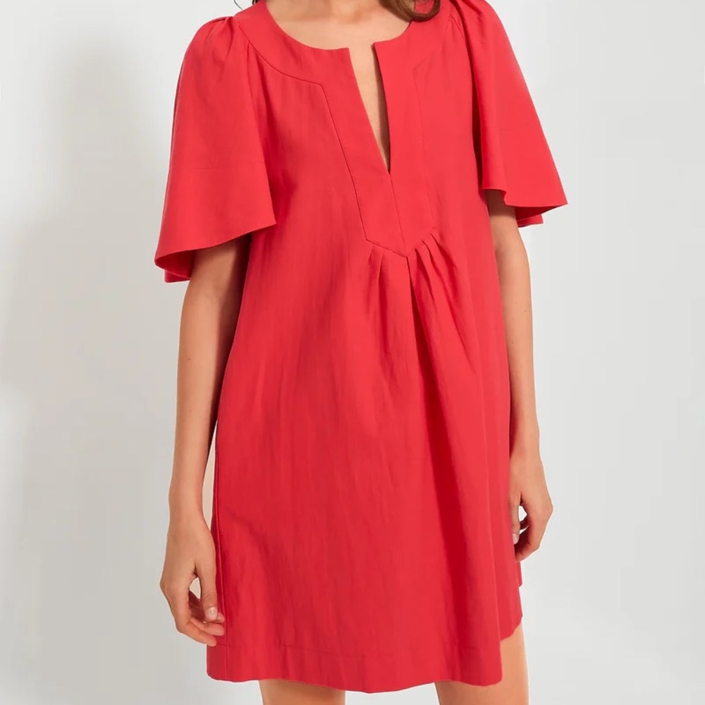 Red Finley Flutter Sleeve Dress